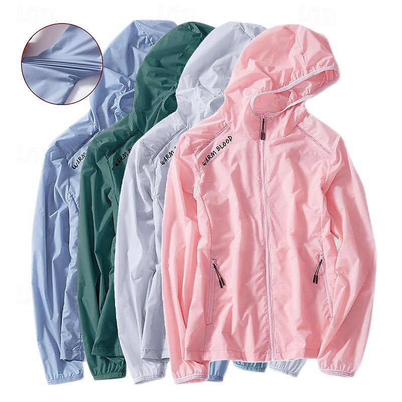 Women's Waterproof Hiking Jacket UPF 50+ UV Sun Protection Zip Up Hoodie Long Sleeve Fishing Running Hiking Jacket Windbreaker Summer Outdoor Windproof Ultra Light (UL) Jacket Top Full Zip Hunting