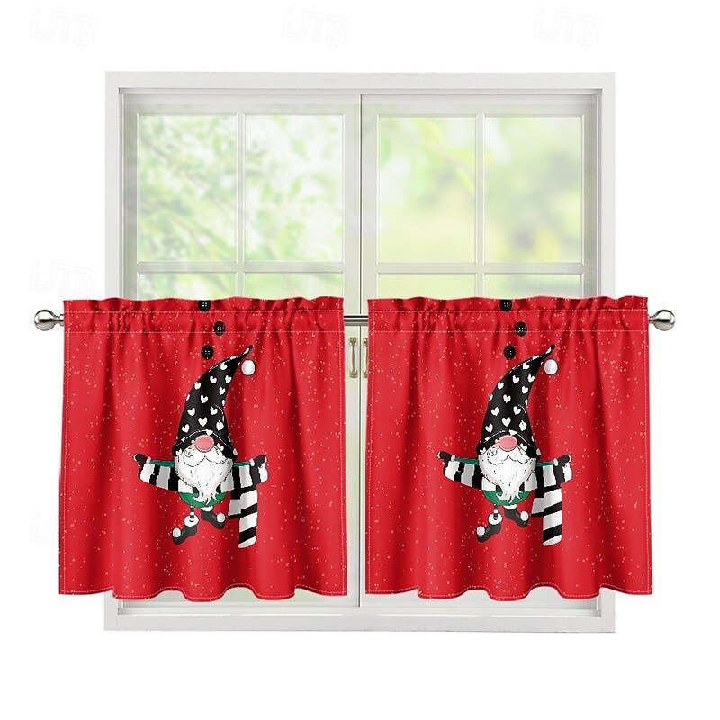 Christmas Fabric Curtains, European Style Window Drapes for Bedroom and Living Room, Sunshade, Door and Window Divider, Floor-Length Window Curtain3