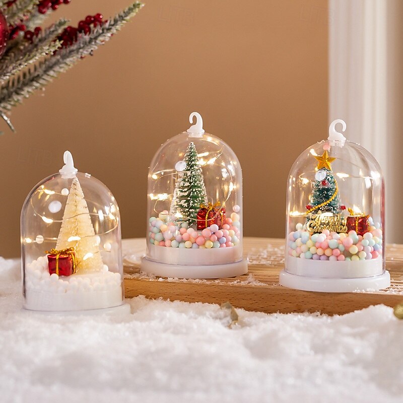 1 Pc 11 * 7.2CM Christmas Glowing Tree Silver Flower Gift Night Light Desktop Christmas Tree Snow Scene Ornament Light AG10 * 3 Batteriesies