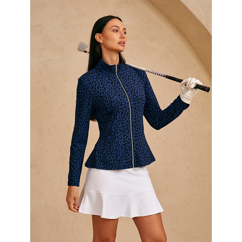 Women's Golf Jacket Navy Blue Long Sleeve Top Ladies Golf Attire Clothes Outfits Wear Apparel2