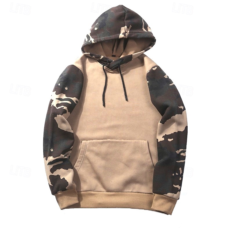 Men's Hoodie Black Army Green Khaki Hooded Camo / Camouflage Pocket Sports & Outdoor Daily Holiday Polyester Streetwear Basic Casual Spring Autumn / Fall Clothing Apparel Hoodies Sweatshirts2
