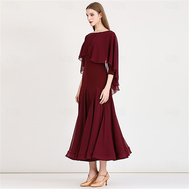 Ballroom Dance Dress Women's Performance Training Long Sleeve Modern Waltz Dance Costumes4