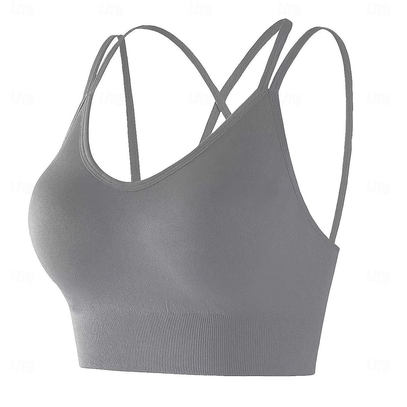 Women's Sports Bra Crew Neckline Ultra Stretch Criss-Cross Back Sleeveless Sports Solid Color Sports Bra Bra Top For Gym Workout Running Fitness Tight Fit Activewear