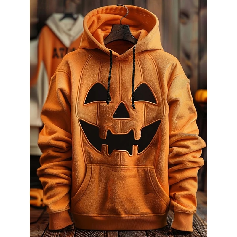 Women's Pullover Hoodie Sweatshirt Graphic Fashion Casual Long Sleeve Hooded Regular Tops Street Dailywear Casual Drawstring Pocket Print Orange Fall Winter