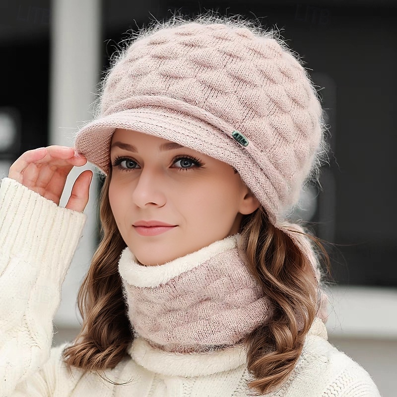 Women's Slouchy Beanie Hat Beret Hat Daily Holiday Solid Color Polyester Casual Warm Comfortable 1 PC2