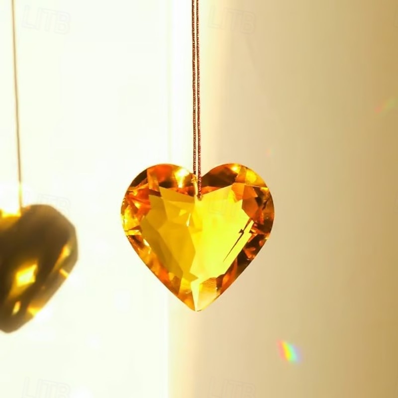 5pcs Hanging Heart Suncatcher Prism Crafts Crystal Pendants Chandelier Decorations Window Ornament Sun Catcher Home Decor Accessories For Hanging Light Reflection Gift Set4