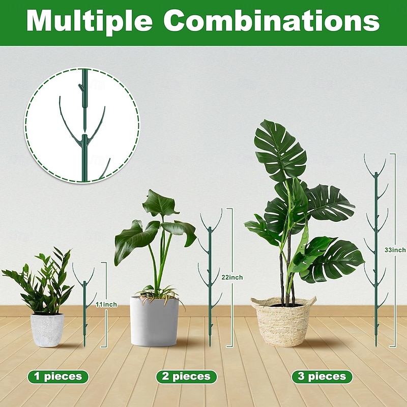 10 Pcs Plant Stakes, Plant Support Stakes for Indoor and Outdoor Plants. 11 Inch Plant Sticks with 20M Plant Ties, 5M Plant Stickers for Garden Potted Flower Climbing Plants2