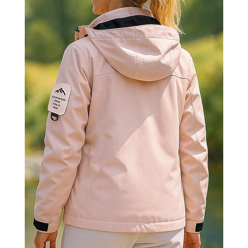 Women's Windbreaker Softshell Jacket Hiking Jacket Outdoor Waterproof Windproof Hiking Outfits Hiking Clothes Spring Autumn / Fall Top Fishing Camping / Hiking / Caving Running Solid Color Pink2