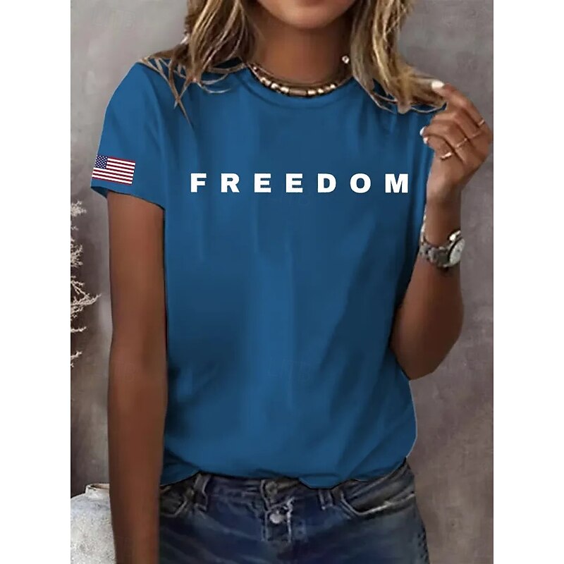 Women's T Shirt Graphic Letter Vintage Stylish Classic Short Sleeve Crew Neck Regular Tops Daily Print Black White Red Blue Gray Summer Spring3