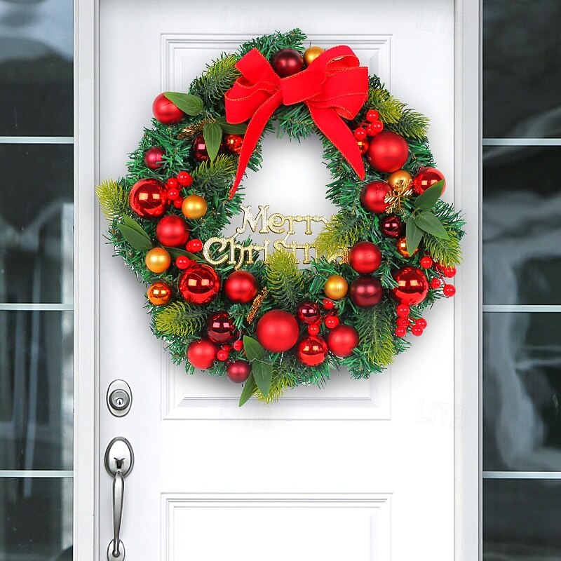 Christmas Wreath for Front Door, Indoor & Outdoor Decoration, Ornament Ball Garland Wreath, Holiday Vine Decor for Window, Wall, Store Display, Wholesale2