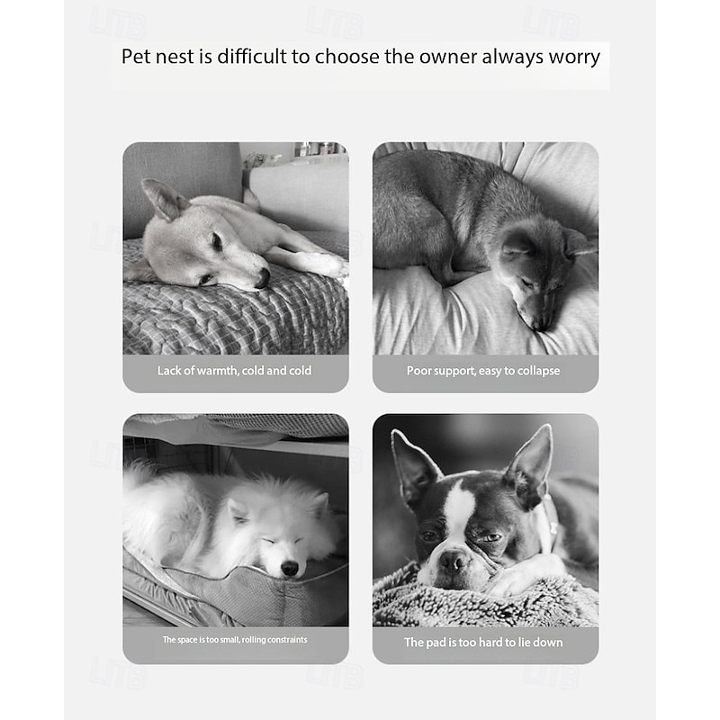 Thick Warm Pet Bed Mat for Dogs & Cats, Removable Washable Cotton Pad, Reversible Floor Cushion, Grey & Brown Cozy Pet Mattress Pet Friendly3