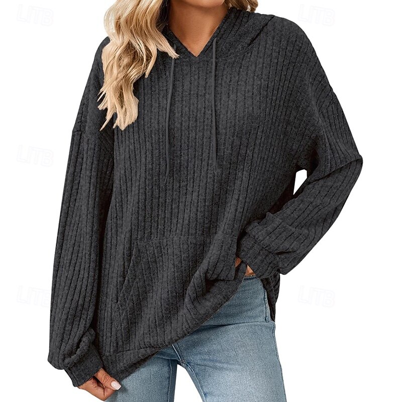 Women's Pullover Hoodie Sweatshirt Plain Casual Long Sleeve Hooded Regular Tops Street Holiday Pocket Light Green Wine Light Purple Khaki Army Green Fall Winter