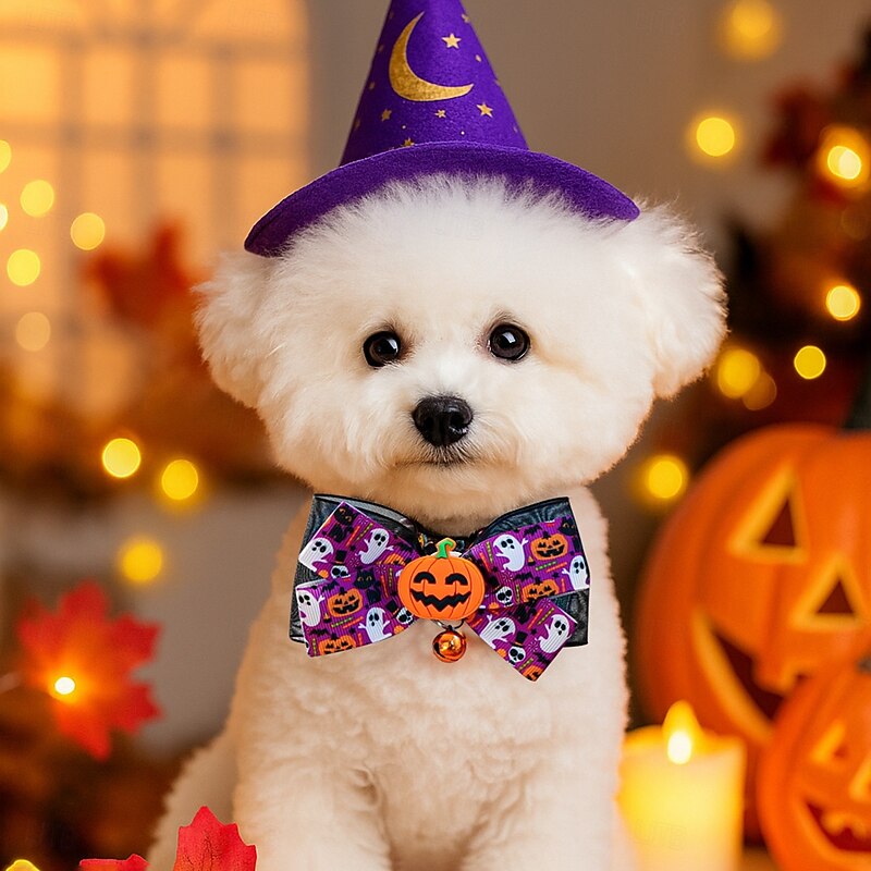 Halloween Themed Dog Headbands with Skulls Ghosts and Pumpkins - Perfect for Furry Friends! - Main Image