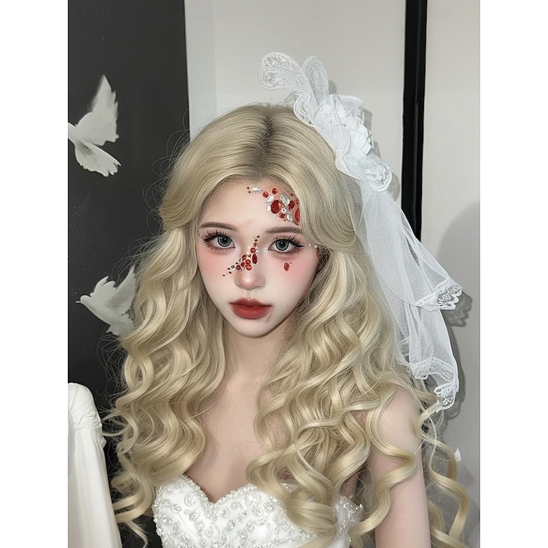 Women's Gothic Lace Eye Patch and Veil with Cross and Gem Accents - Halloween Cosplay Costume Accessory for Masquerade and Theme Parties3