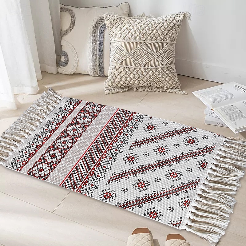 Bohemian Outdoor Camping Rug For Picnic Travel Easy Care Woven Floor Mat Ethnic Style Decorative Carpet Durable Portable Washable Home Garden Patio Guesthouse Area Accent3