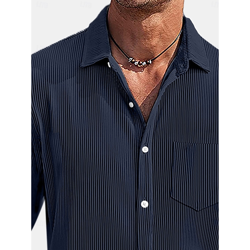 Men's Shirt Casual Shirt Corduroy Shirt Button Up Shirt Black White Red Navy Blue Blue Long Sleeve Plain Turndown Outdoor Office / Career Pocket Clothing Apparel Fashion Casual2