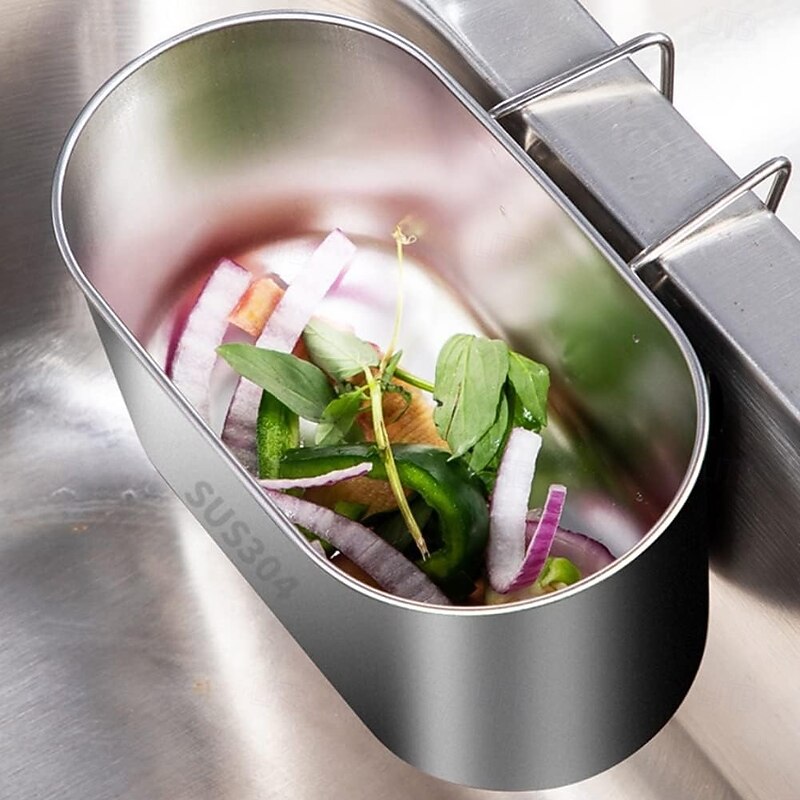 Stainless Steel Sink Drain Strainer Basket Kitchen Drain Filter with Perforated Mesh Design Heavy-Duty Oval Multi-Functional Dish Drainer for Filter Food Waste and Wash Fruits or Vegetables4
