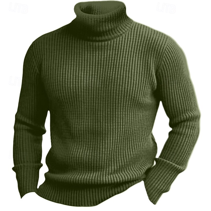 Men's Christmas Sweaters Turtleneck Sweater Pullover Sweater Jumper Knit Sweater Ribbed Knit Regular Tops Basic Plain Turtleneck Keep Warm Modern Contemporary Daily Wear Going out Clothing Apparel