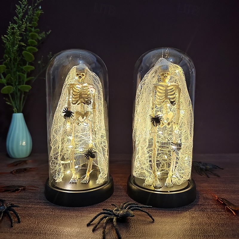 1 Pc 21.5 * 11CM Halloween Skull Ghost Bride with Light Acrylic Cover Creative Decoration Ghost Festival Horror Night Light AAA Battery Box 2025 New