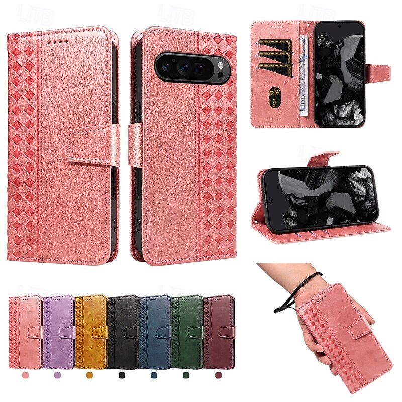 Phone Case For Google Pixel 10 Pro XL Pixel 9 Pro XL Pixel 8 Pro Pixel 7 Pro Wallet Case Full Body Protective with Lanyard Shockproof Retro PU Leather