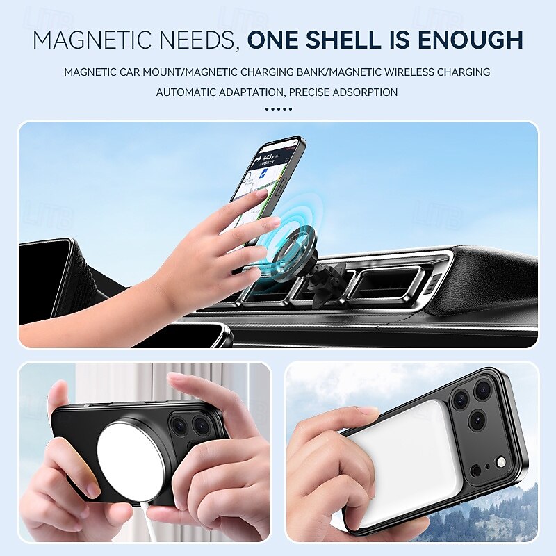 Phone Case For iPhone 17 Pro Max 17 Air 16 15 14 Pro Max 13 Pro Max Back Cover Magnetic Adsorption with Stand Holder Magnetic Shockproof Retro PC3