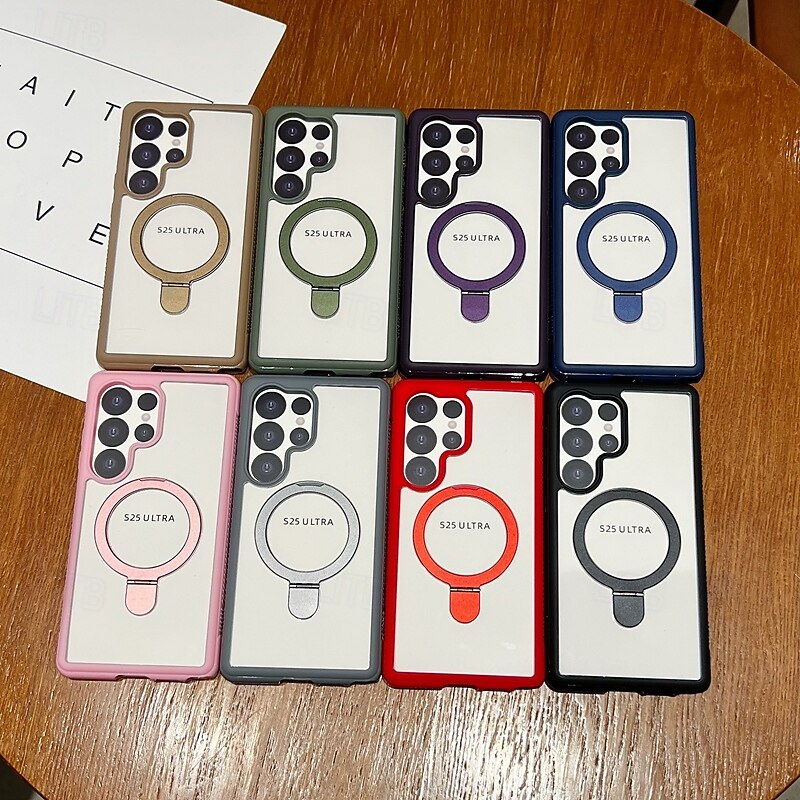 Phone Case For Samsung Galaxy S25 Plus S25 Ultra S25 Edge S24 Plus Back Cover with Stand Holder Shockproof Retro TPU Acrylic2