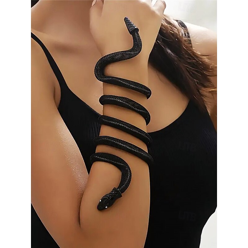 Women's Halloween Snake Bracelet Armlet Anklet – Adjustable Gothic Wrap Around Serpent Jewelry for Party, Cosplay and Costume Wear