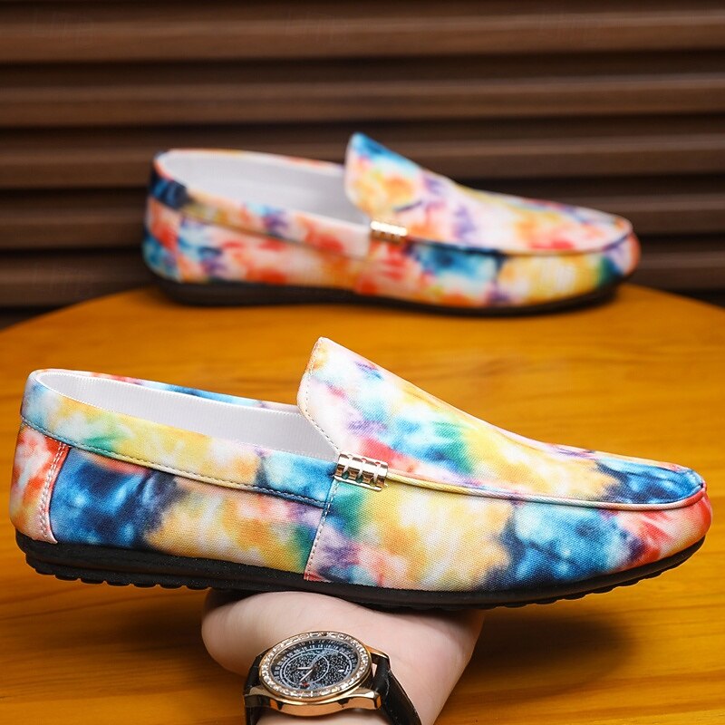 Men's Colorful Tie-Dye Slip-On Loafers – Casual Canvas Fashion Shoes for Parties, Festivals and Streetwear4