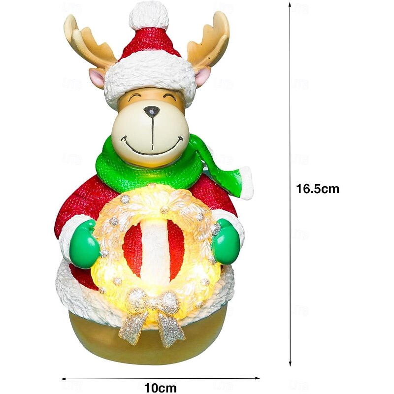 Christmas LED luminous Santa Claus snowman reindeer resin Figure Indoor bedroom study dining room desktop decorative light ornament light AAA battery 6 * 3inch2