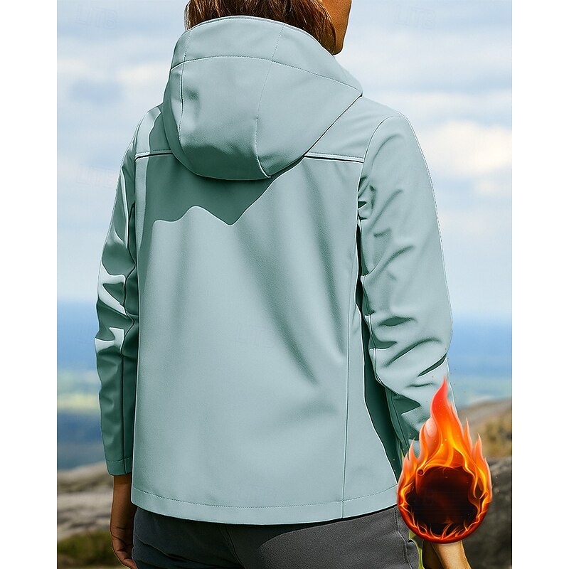 Women's Windbreaker Softshell Jacket Hiking Jacket Outdoor Waterproof Windproof Hiking Outfits Hiking Clothes Winter Autumn / Fall Top Fishing Camping / Hiking / Caving Running Solid Color Black Blue2