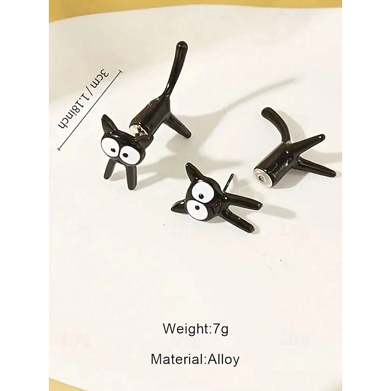 Women's Halloween Black Cat Earrings – Cute Stud and Cartoon Design, Spooky Fun Jewelry for Costume Party & Daily Wear4