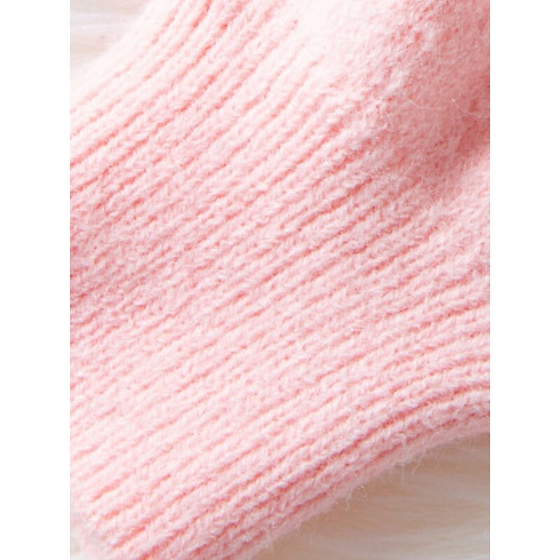Women's Sweater Casual Soft Pure Color Ribbed Crew Neck Buttons Knitted Long Sleeve Regular Tops Knit Outdoor Daily Weekend Pink Fall Winter2