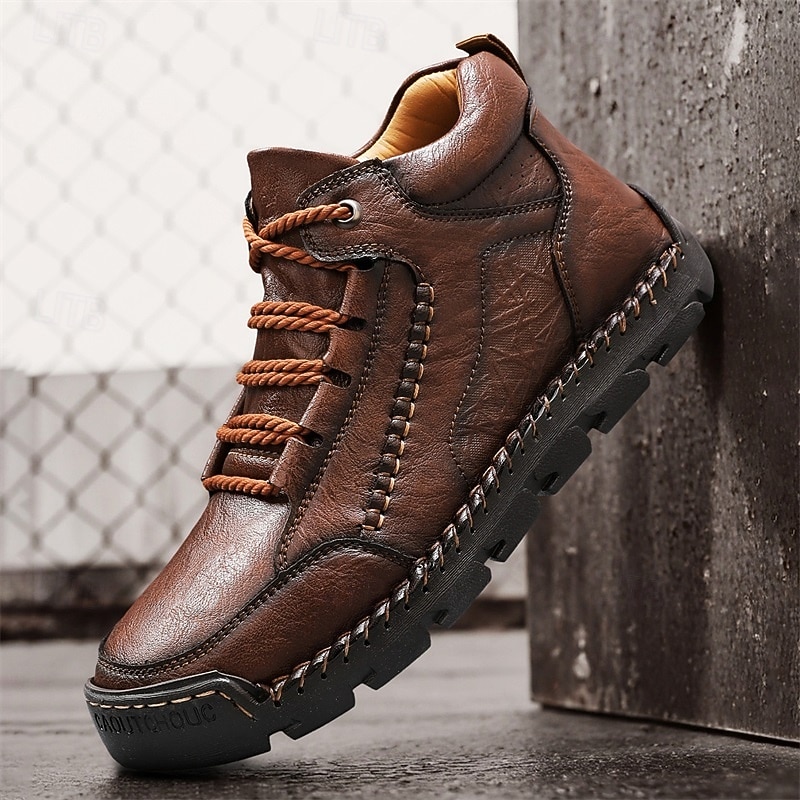 Men's Brown Hiking Boots with Durable Sole – Versatile Casual Shoes for Outdoor Activities, Walking, and Weekend Adventures