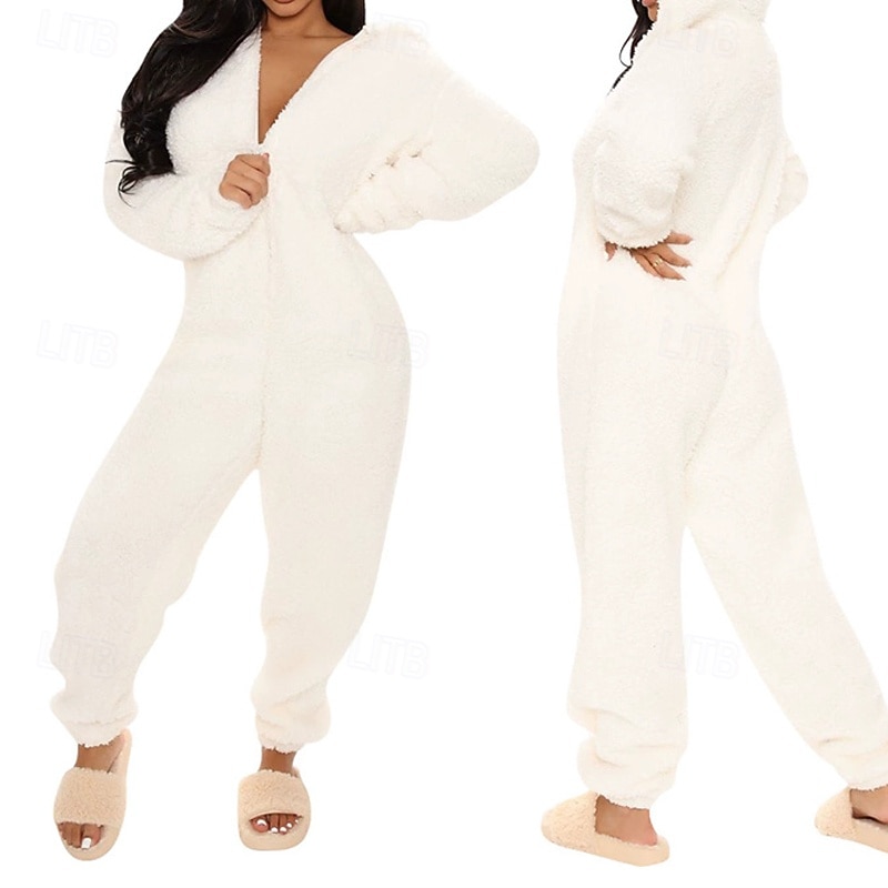 Women's Normal Jumpsuit Active Solid Color Long Sleeve Round Neck High Waist Vacation Daily Regular Fit Black White Red Summer4