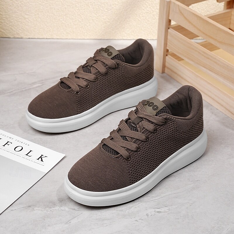 Men's Brown Casual Mesh Sneakers with White Sole – Comfortable Fashion Sport Shoes for Work, Leisure and Outdoor Travel2