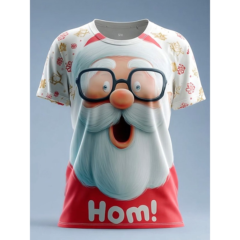 Christmas Women's T Shirt Graphic Santa Claus Vintage Stylish Classic Short Sleeve Crew Neck Regular Tops Daily Print White Red Blue Dark Green Green Fall Winter3