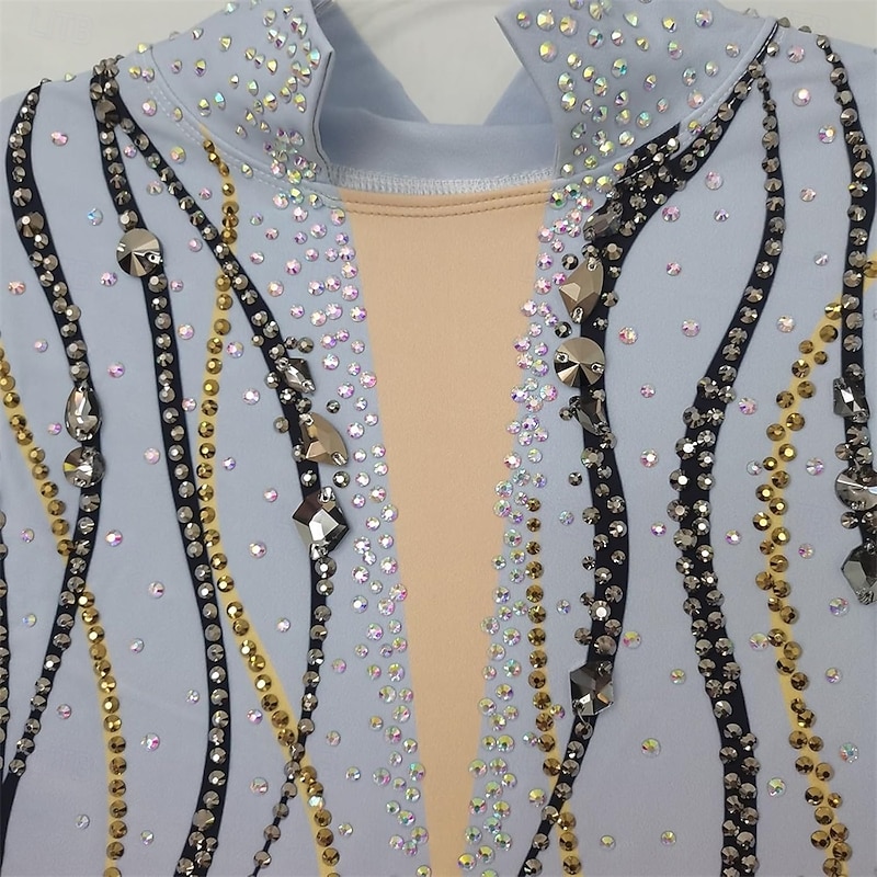 Men's Figure Skating Performance Costume Training Suit Top Grey Gradient Comfortable Design4