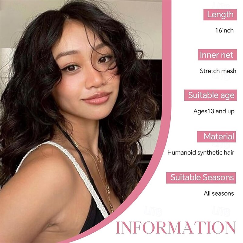 Ombre Walnut Brown to Ash Blonde Wigs for Women 16 Inch Medium Length Middle Part Curly Wavy Wig Natural Looking Synthetic Hair Wig for Daily Party/Halloween Use 16IN Ombre Walnut Brown to Ash Blonde4