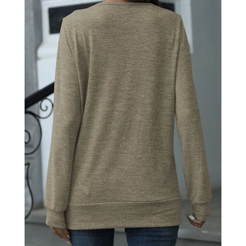 Women's Shirt Blouse Floral Stylish Basic Casual Long Sleeve Square Neck Regular Tops Daily Holiday Patchwork Print Khaki Spring Fall Winter3