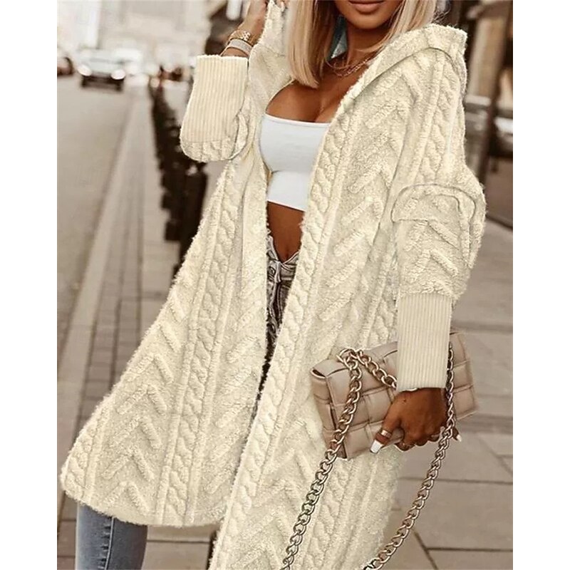 Women's Casual Jacket Warm Comfortable Patchwork Fashion Outdoor Plain Going out Weekend Single Breasted Regular Hooded Regular Fit Long Sleeve Outerwear Light Pink Pink Khaki Fall Winter