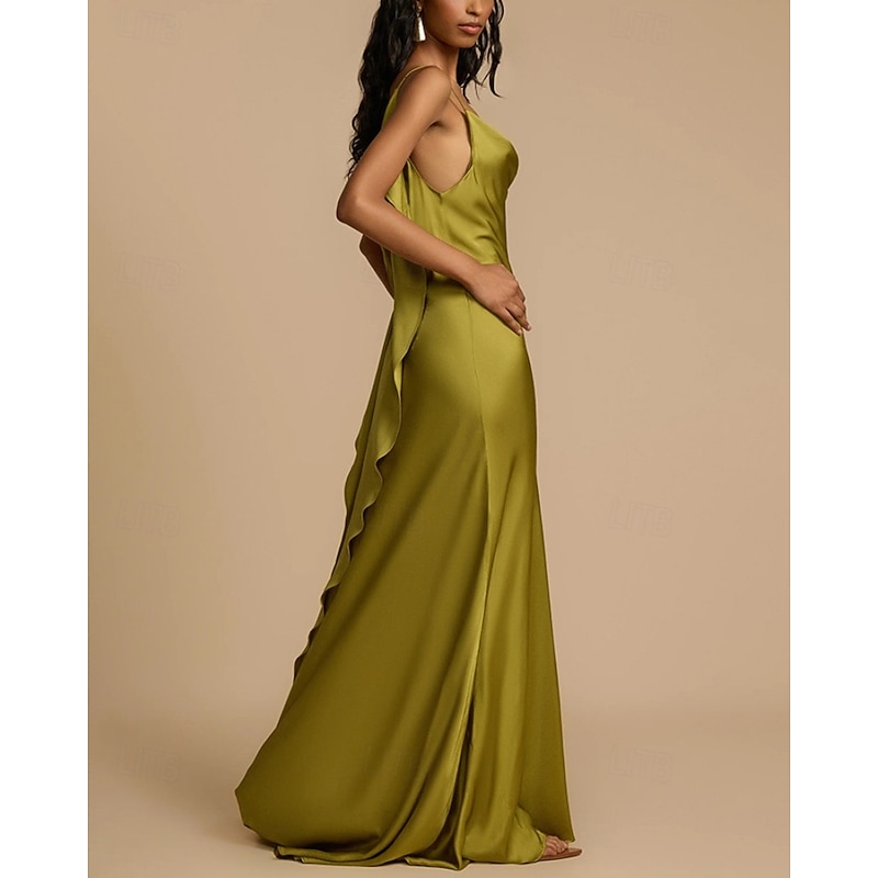 Women's Long Dress Maxi Dress Party Dress Cocktail Dress Satin Dress Slip Dress Fashion Modern Party Special Occasion Evening Party Regular Fit Plain Sleeveless Straps Green Spring Fall3