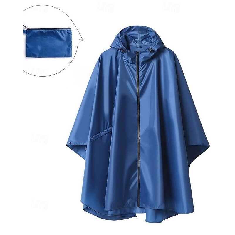 Women's Cloak / Capes Waterproof Windproof Patchwork Zipper Irregular Hem Casual Plain Outdoor Vacation Street Daily Wear Long Hooded Loose Fit Long Sleeve Outerwear Black Yellow Blue Fall Winter3