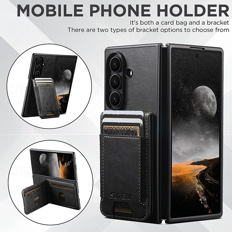 Phone Case For Samsung Galaxy Z Fold 7 Z Fold 6 Z Fold 5 Wallet Case Full Body Protective Shockproof Retro TPU PU Leather3
