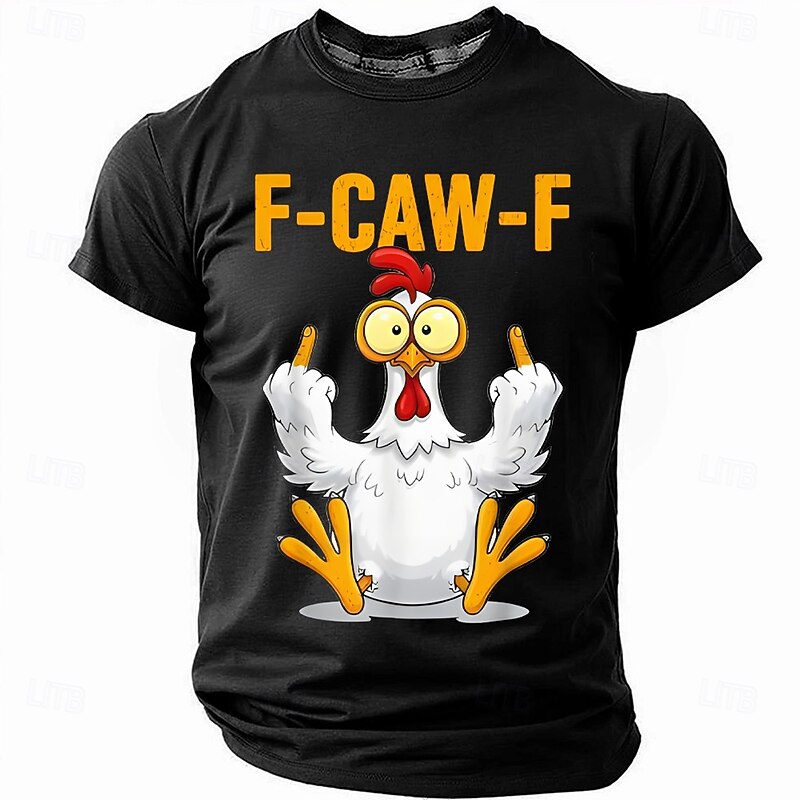 F-Caw-F Funny Chicken Humorous Rooster Rude T Shirt Short Sleeve T shirt 3D Print Crew Neck Shirt Fashion Daily Street Daily Black Red Blue Summer Spring Clothing Apparel S M L XL XXL XXXL2