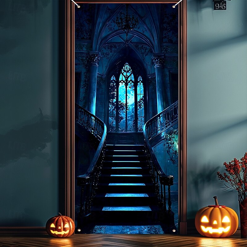 Halloween Posters Door Cover Outdoor Banners Ghost 3D Dark Punk Gothic Style Party Dorm Teens Room College Dorm Guys Man Cave Frat Bedroom Shooting Backgrounds Home Decor3