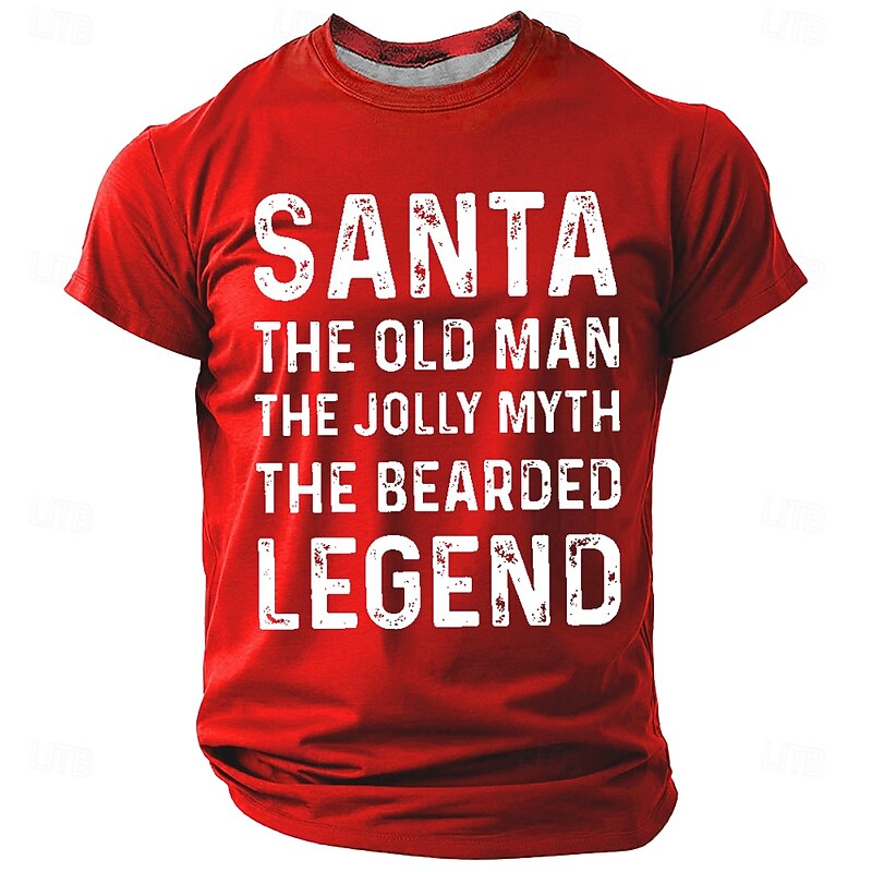 Men's T Shirt Santa Claus Funny Crew Neck Clothing Apparel 3D Print Outdoor Christmas Gifts Party Short Sleeve Cool Daily