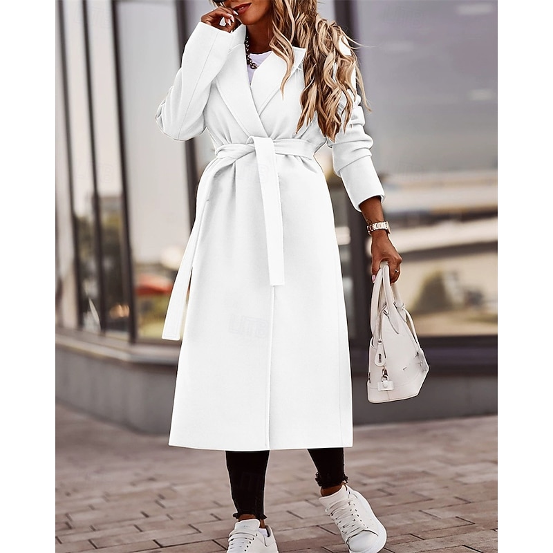 Women's Casual Jacket Warm Comfortable Pocket Fashion Outdoor Plain Going out Weekend Single Breasted Regular Lapel Regular Fit Long Sleeve Outerwear Black White Khaki Fall Winter4