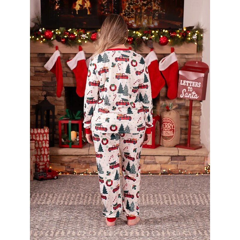 Christmas Trees Family Christmas Pajamas Nightwear Men's Women's Boys' Girls' Family Matching Outfits Sweet Graphic Pattern Adults Kid's Christmas New Year Christmas Eve Home Wear Top Pants3