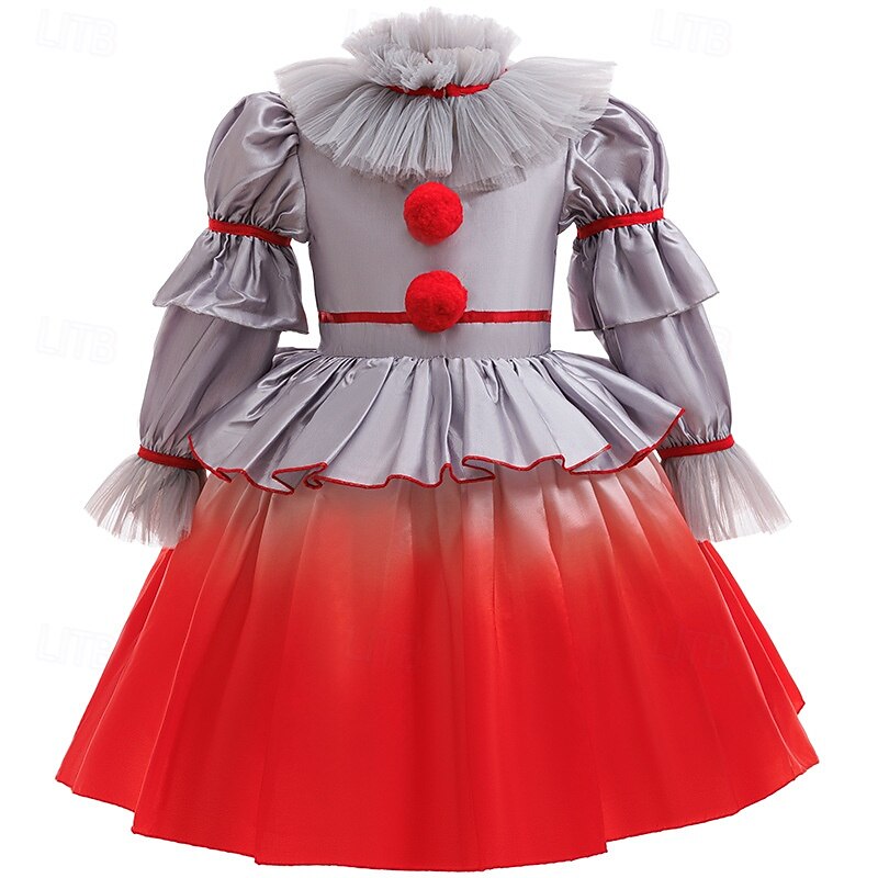 Scary Costume Dress Fancy Costume Clown Pennywise Fancy Dress Girls' Halloween Carnival Performance Party Kid's Dress2