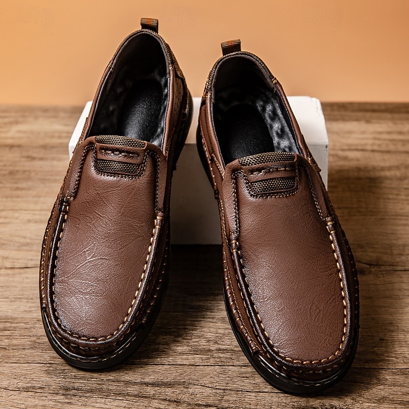 Men's Brown Moccasin Loafers – Classic Comfortable Slip-On Driving Shoes with Hand-Stitched Detailing for Business Casual, Office and Everyday Wear2